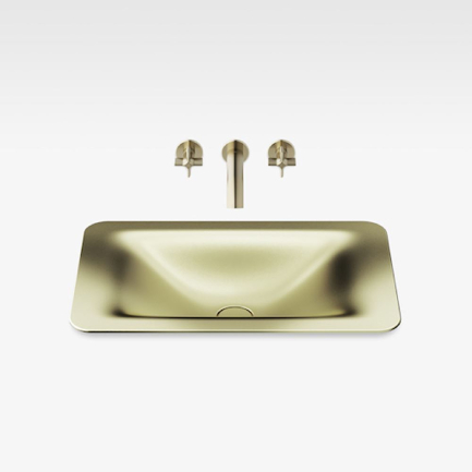 Italian Modern Bathroom Vanity Sink, Armani 26" Shagreen Matt Gold