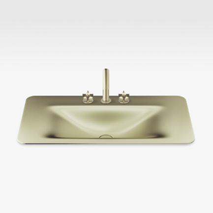 Italian Modern Bathroom Vanity Sink And Faucet, Armani 36" Shagreen Matt Gold