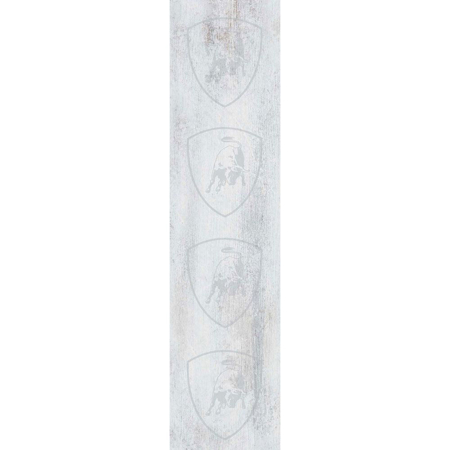 Montecarlo Bianco 9" x 36" Décor List Logo V Porcelain Tile by Lamborghini