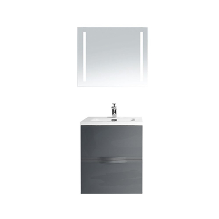 36" Gray Wall Mounted Modern Single Bathroom Vanity with Mirror