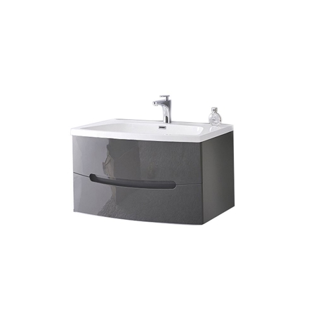 40" Modern Solid Plywood Bathroom Vanity Brera Glossy Gray with White Sink