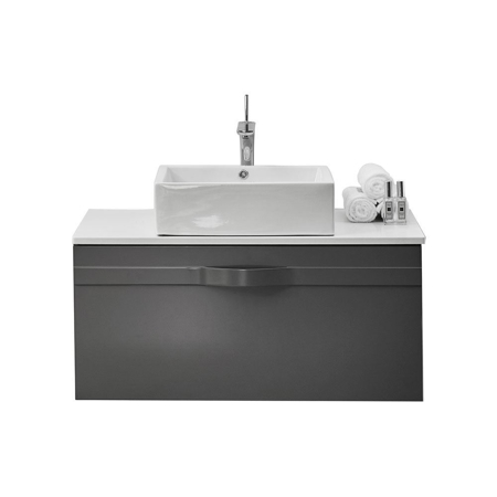 40" Modern Wall Hung Bathroom Vanity, Riel Matt Gray