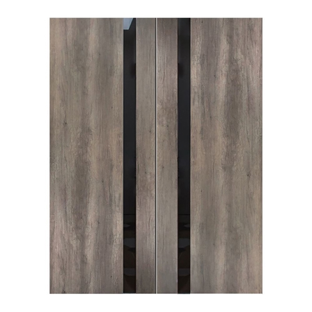 Fossil Gray Modern Interior Double Door, 60" x 80"