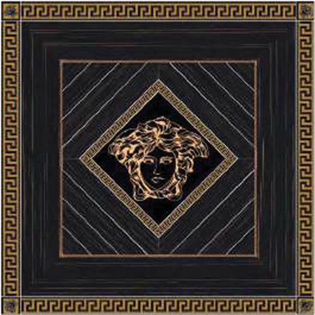 Versace Italian Rosone Ebano Oro Porcelain Tile 46" x 46", Villa