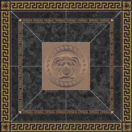 Versace Italian Rosone Nero Oro Porcelain Tile 46" x 46", Meteorite