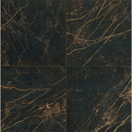 Versace Italian Nero Polished Porcelain Tile 23" x 23", Marble