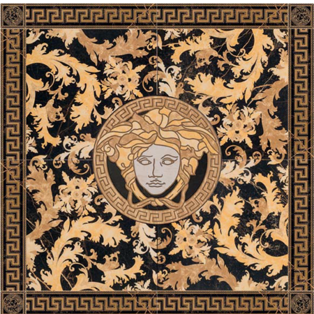 Versace Italian Rosone Nero Porcelain Tile 46" x 46", Marble