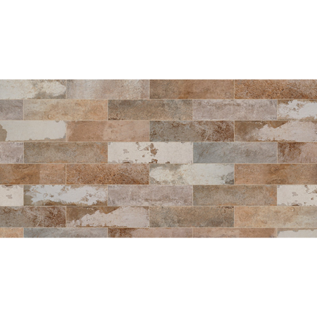 Modern Italian Porcelain Tile, Charme Brick Scraped, 3" x 12"