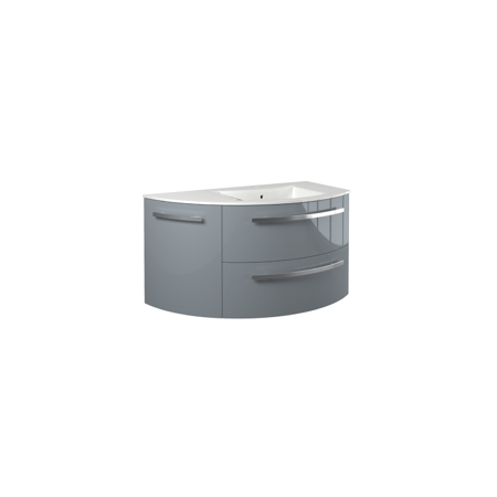Yara 38" vanity with left rounded cabinet in Grey