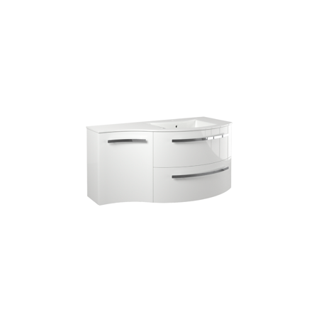 Yara 43" vanity with left concave cabinet in White