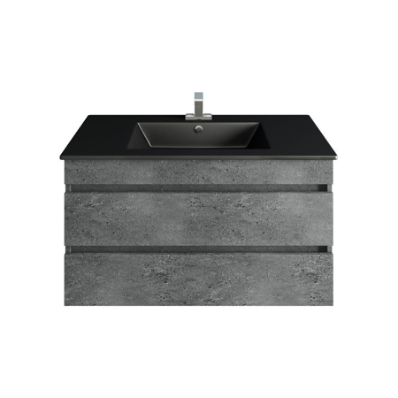 32"Glance Granite Bathroom Vanity, Matt Black Sink