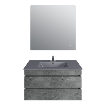 36'' Glance Frozen Gray Vanite, Matt Gray Sink, Avenue Mirror