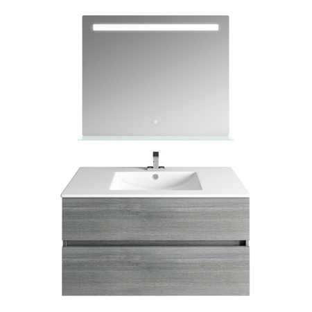36'' Frozen Gray, Matt White Sink, Ronda Mirror
