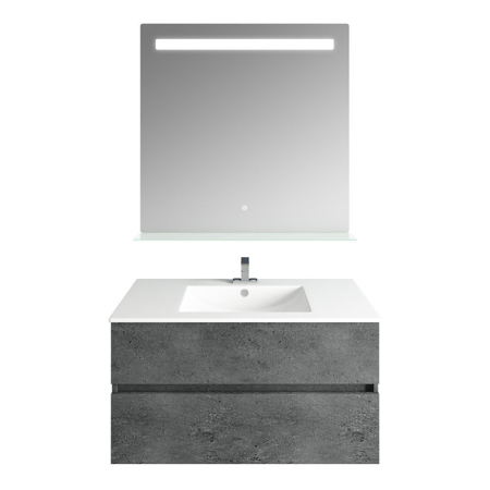 36'' Concrete Gray Granite, Matt White Sink, Ronda Mirror