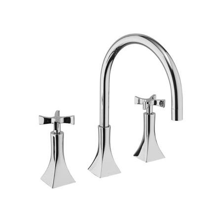 Long Beach Chrome Basin Mixer with Waste, 3 Holes