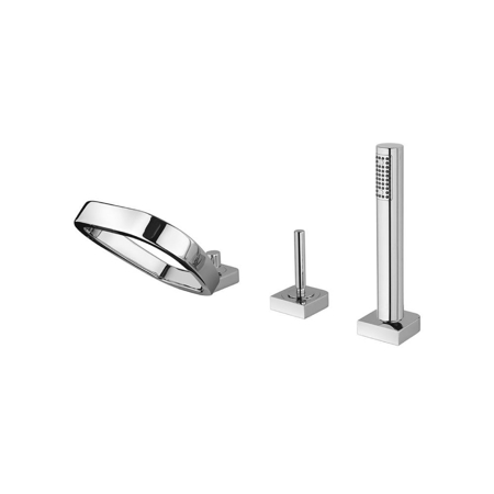 Nurburgring Chrome Bath Mixer Deck Mounted with Spout, Diverter and Hand Shower