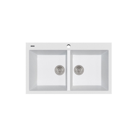 L'onda 34" x 20" Double Basin Granite Drop-In Sink in Milk White