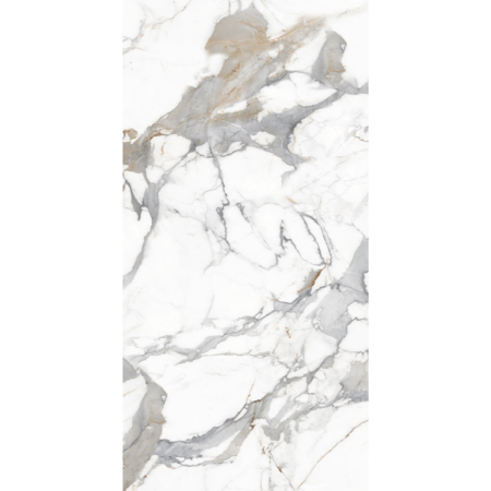 Calacatta Carrara 32'' x 64'' Glossy White Porcelain Tile
