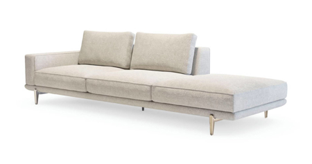 Milton MIT01 Side Unit Large Ottoman Right or Left Feet Polished Black Nickel