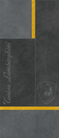 Korium Anthracite Yellow Square Logo 48"x110"Porcelain Tile