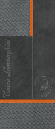 Korium Anthracite Orange Square Logo 48"x110" Porcelain Tile