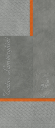 Korium Grey Orange Square Logo 48"x110" Porcelain Tile