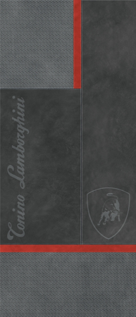 Korium Anthracite Red Square Logo 48"x110" Porcelain Tile