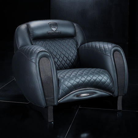 Imola Armchair In Leather Alpine Black