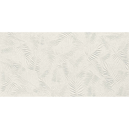 3D Wall Carve Leaf White Matt Rectified 16" x 32"