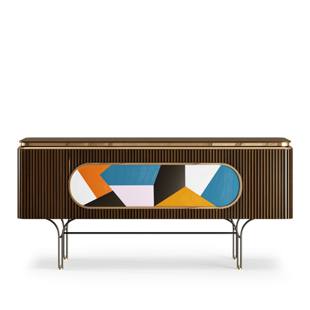 Bailey Sideboard, Glossy Walnut Wood