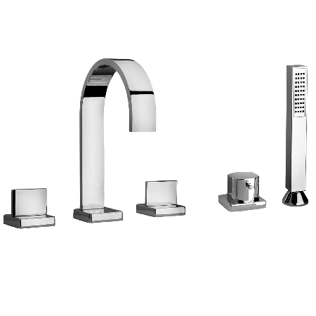 Novello Roman Tub With Lever Handles And A Diverter With Hand Held Shower Chrome