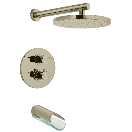 Morgana Thermostatic Tub & Shower Brushed Nickel