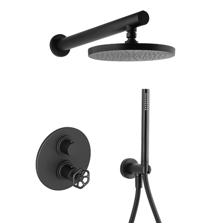 Lucia Thermostatic Tub & Shower Matt Black