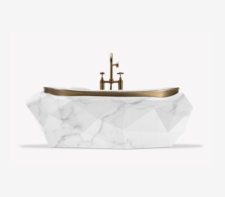 DIAMOND BATHTUB WHITE MARBLE