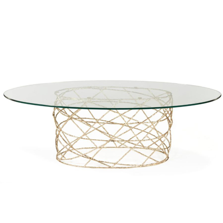 Rosebush Oval Glass Dining Table