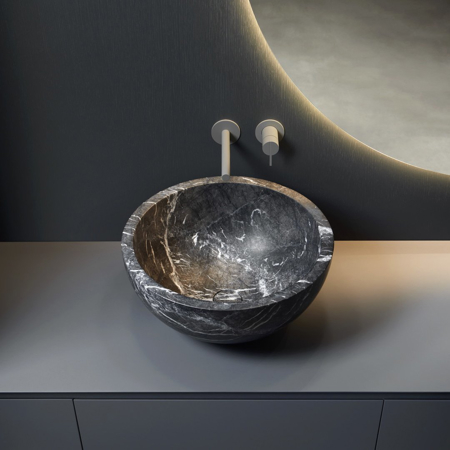Urna 10 Oval Top Mount Stone Sink Marble