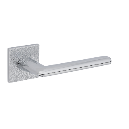 Lagos Leather Lever Handle, Bright Chrome