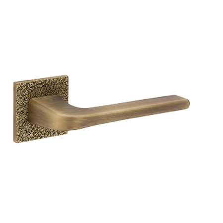 Mértola Leather Lever Handle, Matte Antique Brass