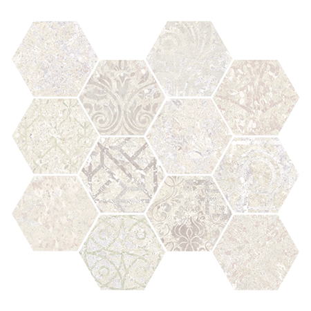 Bohemian Sand 11.02" x 11.81" Natural Mosaic Hexagona Porcelain Tile