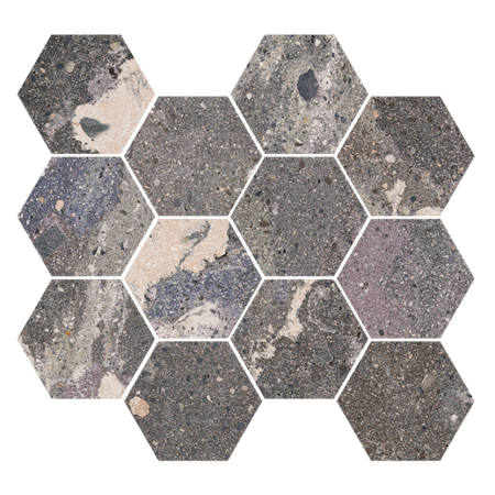 Lithops Lipan Stamp Nat. Mosaico Hexagonal 11,02”x11,81” Porcelain TIle