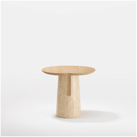 Anchor Side Table Travertine/Oak