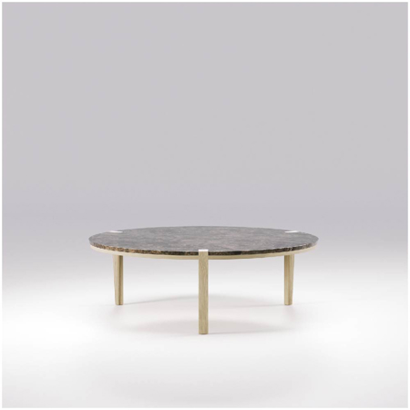 Corner Coffee Round Table Oak Premium Marble