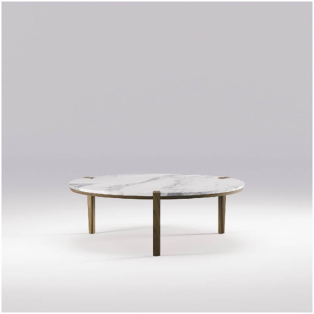 Corner Coffee Round Table Walnut Premium Marble