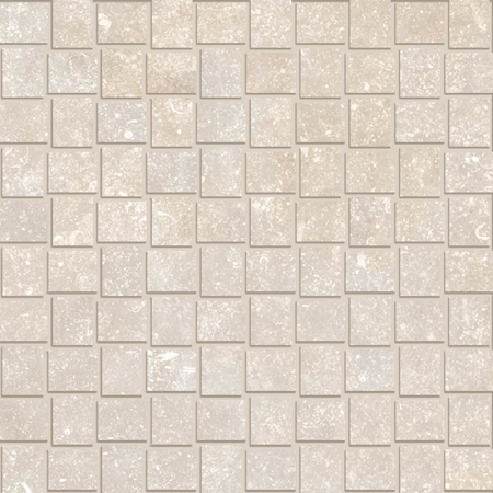 Italian Porcelain Mosaic Carrière du Kronos Bruges Trama 12" x 12" 3/8" Natural