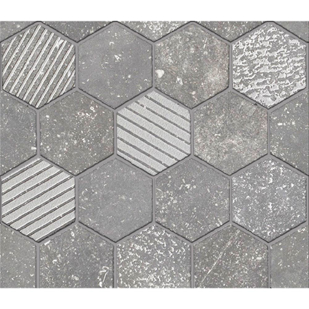 Italian Porcelain Mosaic Carrière du Kronos Gent Exa 10" x 11 5/8" 3/8" Natural