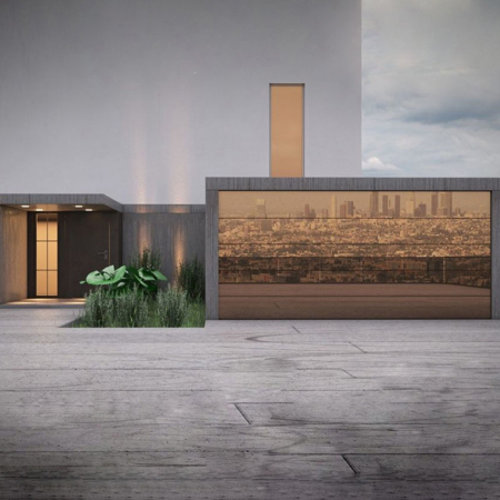 Frameless Glass Garage Door Moderno Bronze 8' x 8'