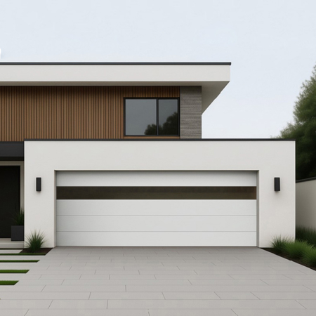 Contemporary Garage Door White Sand 16' x 7'